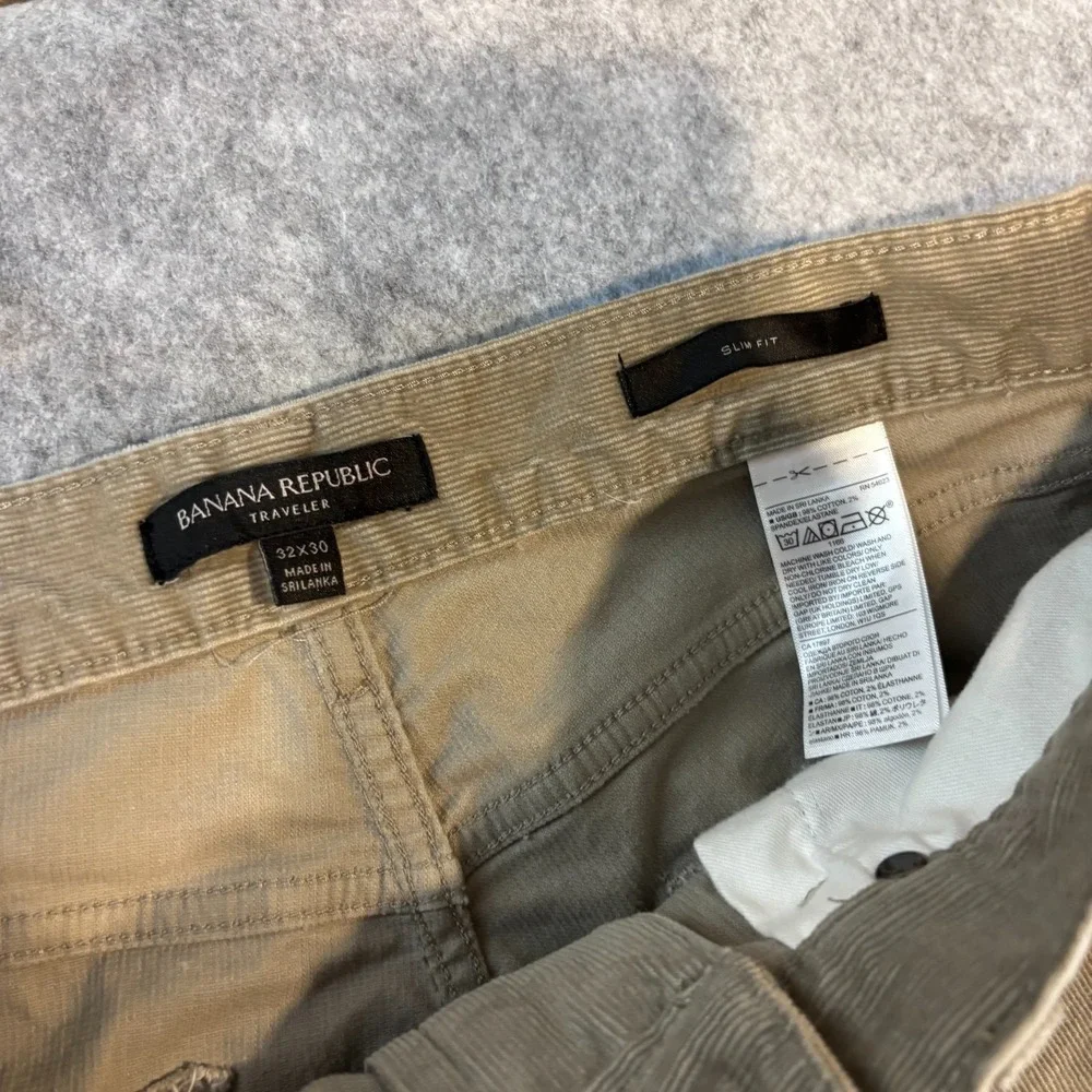 Banana Republic Slim Fit Men's Corduroy Pants Tan Stretch Cotton 32x30